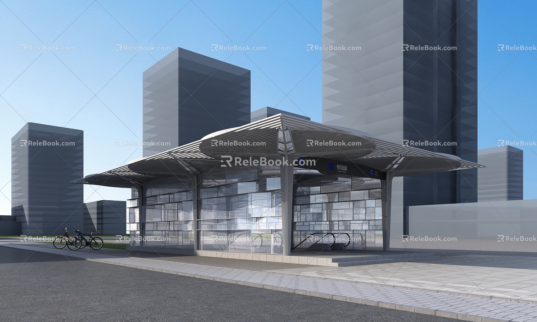 Modern subway entrance 3d model