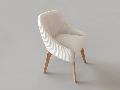 Light Padded Leisure Chair with Striped Design Curved Backrest Armrests and Wooden Legs 3d model