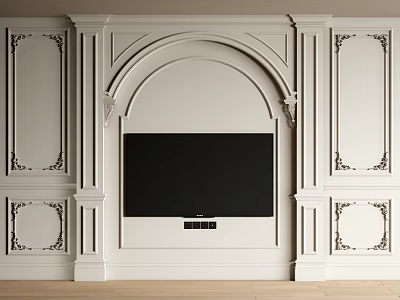 European-style background wall TV background wall panel carved 3d model