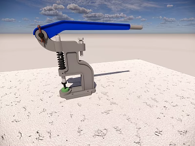 Industrial Manual Press Tool With Blue Handle Gray Frame And Green Pad For Workshop Use 3d model