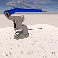 Industrial Manual Press Tool With Blue Handle Gray Frame And Green Pad For Workshop Use
