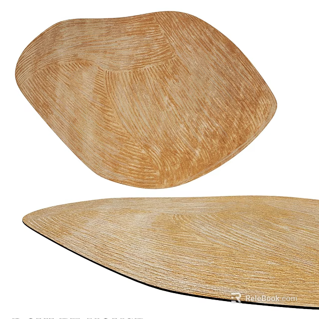 Modern Shaped Rug with Light Brown Wood Grain Woven Texture for Home Interior 3d model 