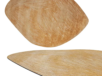 Modern Shaped Rug with Light Brown Wood Grain Woven Texture for Home Interior 3d model