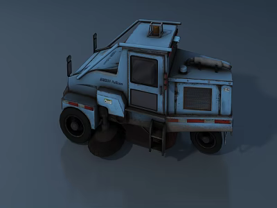Blue Industrial Utility Truck With Cab Heavy Duty Wheels And Equipment 3d model