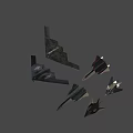 Various Stealth Fighter Jets In Dark Colors With Different Wing Designs