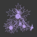 Spiky Green Leaves With White And Purple Flower Heads Decorative Botanical Plant