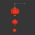 Hanging Red Decorative Lanterns Furniture With Golden Trim And Three Layers