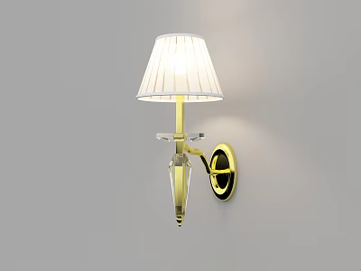 Elegant Modern Wall Lamp With White Striped Lampshade Golden Base And Crystal Accent 3d model