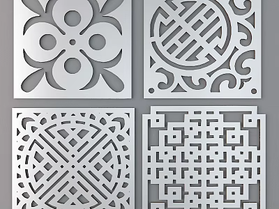 Wrought Iron Decorative Panels With Four Intricate Laser Cut Patterns 3d model