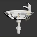 White Ceramic Wall Mounted Washbasin With Chrome Faucet And Modern Design