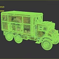 Vintage Military Truck Model With Camouflage Paint And Six Wheeled Cargo Bed