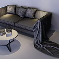 Modern double sofa sofa coffee table combination 3d model