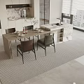 Modern Nakajima Dining Table and Chair Combination Sideboard 3d model