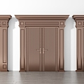 New Chinese style double door classical door combination 3d model