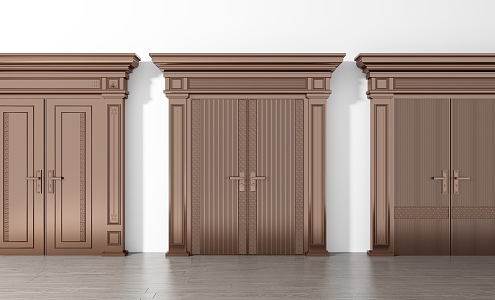 New Chinese style double door classical door combination 3d model