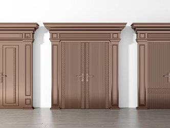 New Chinese style double door classical door combination 3d model