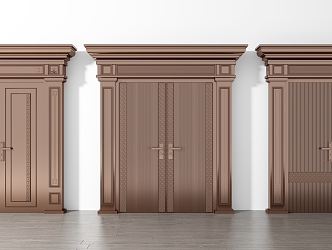 New Chinese style double door classical door combination 3d model