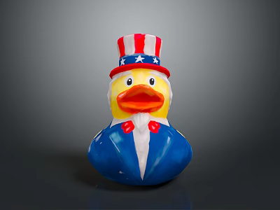 Patriotic Rubber Duck With American Flag Top Hat Red Bow Tie Blue Body Yellow Head 3d model