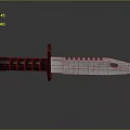 Tactical Military Knife With Black Textured Handle And Serrated Camouflage Blade