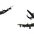 World War II Propeller Aircraft Bomber Fighter Model 3d model