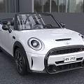 White MINI Convertible Car With Open Top Black Wheels And Front Design 3d model