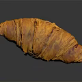 Fresh Golden Croissant With Flaky Layers And Glossy Surface On Gray Background