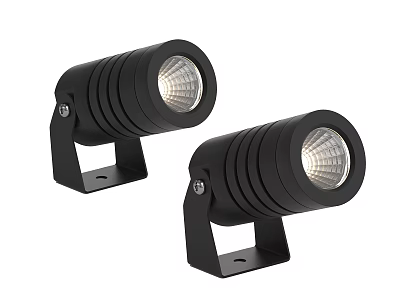 Sleek Black Downlights Spotlights Modern Lighting Fixtures With Mounting Brackets 3d model