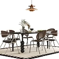 Modern Dining Table Chair Long Dining Table 3d model