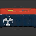 Household Red And Blue Storage Box With Yellow Window And Radiation Symbol Pattern