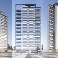 Modern High Rise Residential Buildings Exterior View With Glass Facade And Balcony Design