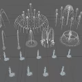 Modern Fountain Round Fountain Pool Square Fountain Water Column Water Drop 3d model