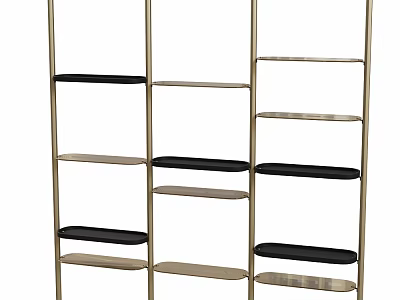 Modern Open Design Shelf Unit With Metal Frame Multi Tier Black And Metal Shelves For Home Decor 3d model