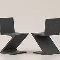 Modern Black Geometric Dining Chairs With Minimalist Design And Stable Structure 3d model