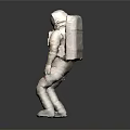 A Man In White Spacesuit Standing On Reflective Floor With Dark Background