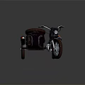 Vintage Motorcycle with Sidecar Spare Tire and Classic Retro Design
