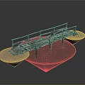 Elegant Modern Architectural Bridge Design With Metal Structure And Circular Platforms 3d model