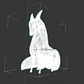 Gray Mythical Creature 3D Model With Glowing Blue Patterns And Luminous Tail