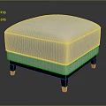 Modern White Padded Sofa Stool With Black Legs And Gold Accents 3d model