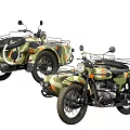 Camouflage Military Style Motorcycle With Sidecar Luggage Rack Black Seats And Headlight