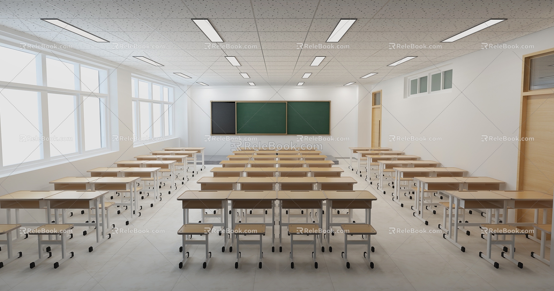 modern classroom 3d model