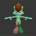 Anthropomorphic Fox Cartoon Character Red Fur Blue Eyes Blue Vest And Shoes Arms Outstretched