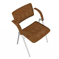 Brown Leather Leisure Chair With Curved Armrests Chrome Metal Legs Modern Design
