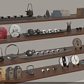 Elegant Traditional Chinese Tea Sets Display On Wooden Shelves With Teapots Cups Trays And Cakes