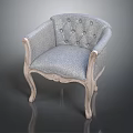 Gray Upholstered Accent Chair With Button Tufted Back And Carved Wooden Legs