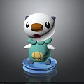 Cartoon Otter Figure With White Head Blue Ears Green Bead Necklace Yellow Shell Blue Base
