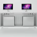 Modern Office Desk Combination With Two Computer Monitors And White Towers