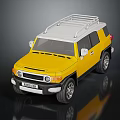 Yellow Off Road Car With White Roof And Roof Rack Silver Wheels