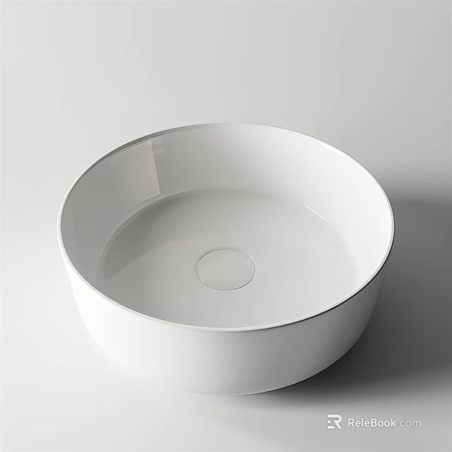 White Round Above Counter Wash Basin With Smooth Surface And Modern Design 3d model 