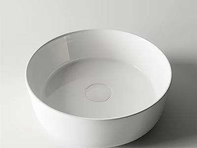 White Round Above Counter Wash Basin With Smooth Surface And Modern Design 3d model