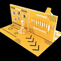 FOSHIN Brand Display Setup With Yellow Background White Table And Vinyl Record
